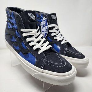 Vans Skateboard Shoes 12 Black Blue Flame Anaheim Factory SK8-Hi 38 DX Layered